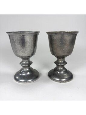 Vintage RWP Wilton Armetale Pewter Wine Goblets Plough Tavern 5 Inch